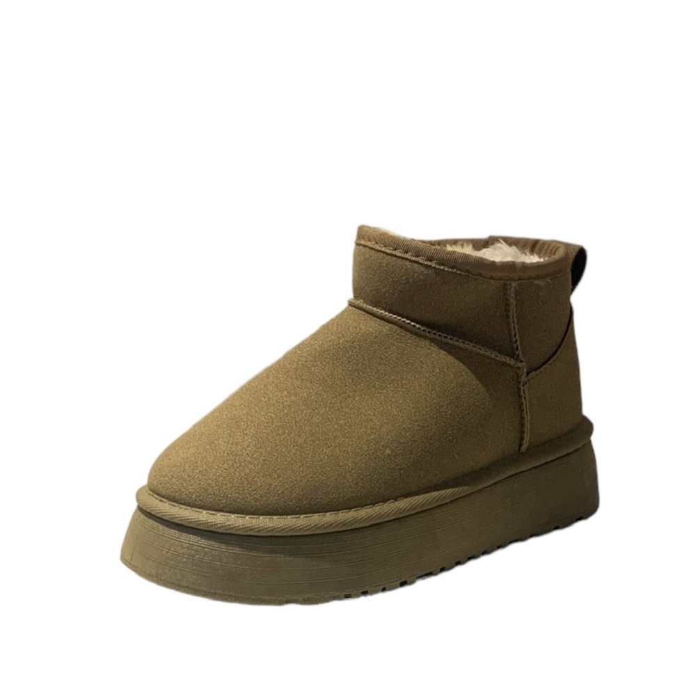 Women’s Ultra Mini Platform Faux Fur Lined Waterproof Boots in Olive Green - Picture 4 of 6